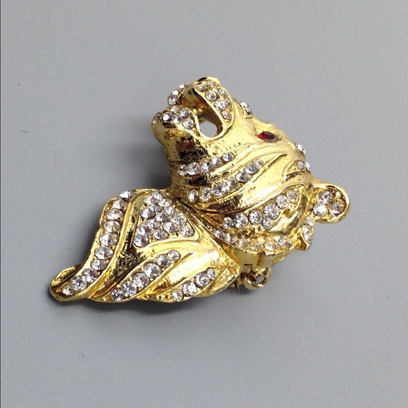 Vintage Rhinestone Roaring Tiger Brooch - Picture 3 of 8